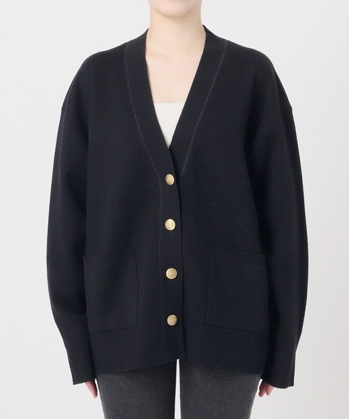 【美品】 RHC コットン カシミヤ カーディガン ブラック L コットン カシミア カーディガン（ベージュ/チャコールグレー/ネイビー