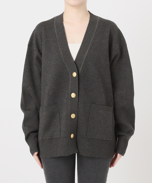 AP STUDIO ウールカシミヤ ニットカーディガン 黒 Vネック ゆったり ap retro カーディガン Vネックニットカーディガン レディース