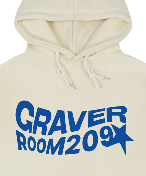 GRAVER（グレーバー）の「[ユニセックス]ウェーブスターロゴフードパーカー_クリーム（パーカー・レディース・アイボリー・SMALL/MEDIUM/LARGE/X-LARGE）」の2枚目の写真