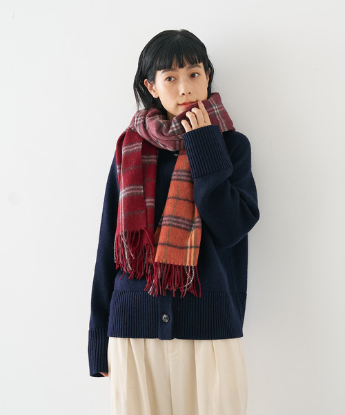 collex(コレックス)の「ウールリバーシブルチェックストール(ストール/ショール・レディース・グリーン系その他/レッド系その他/ブラック・フリー)」の3枚目の写真