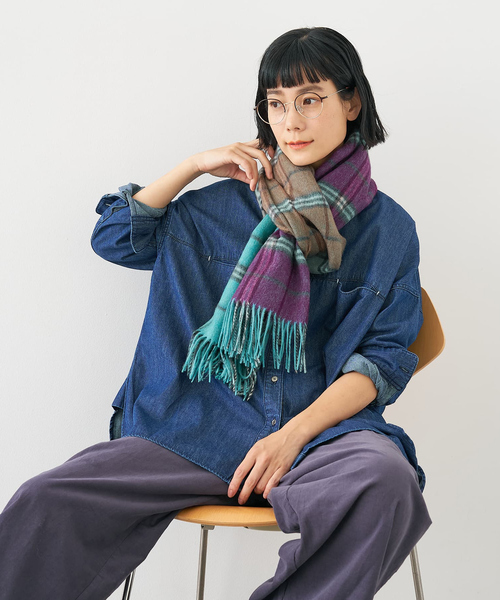 collex(コレックス)の「ウールリバーシブルチェックストール(ストール/ショール・レディース・グリーン系その他/レッド系その他/ブラック・フリー)」の8枚目の写真