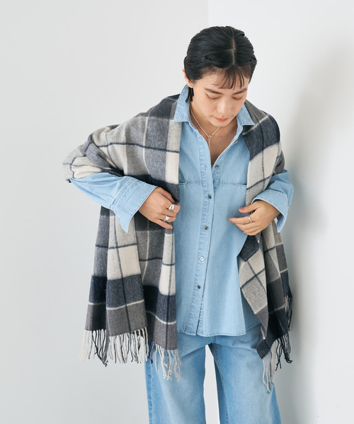 collex(コレックス)の「ウールリバーシブルチェックストール(ストール/ショール・レディース・グリーン系その他/レッド系その他/ブラック・フリー)」の15枚目の写真