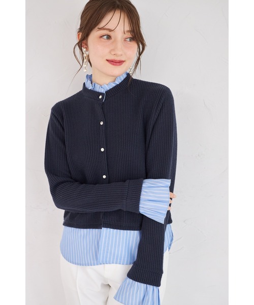 tocco closet(トッコ クローゼット)の「【ZOZO限定】ゴールド釦レイヤードライクニットトップス(ニット/セーター・レディース・グレー/ピンクベージュ/モカ/ネイビー・M)」の1枚目の写真