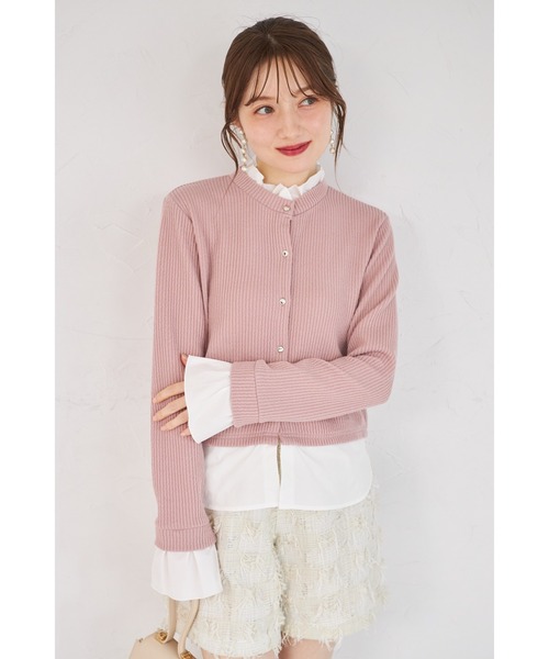 tocco closet(トッコ クローゼット)の「【ZOZO限定】ゴールド釦レイヤードライクニットトップス(ニット/セーター・レディース・グレー/ピンクベージュ/モカ/ネイビー・M)」の4枚目の写真