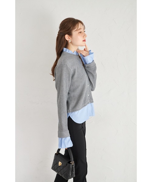 tocco closet(トッコ クローゼット)の「【ZOZO限定】ゴールド釦レイヤードライクニットトップス(ニット/セーター・レディース・グレー/ピンクベージュ/モカ/ネイビー・M)」の5枚目の写真