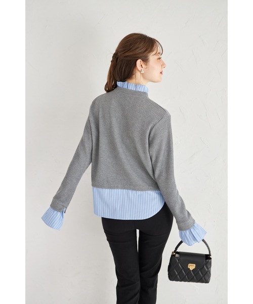 tocco closet(トッコ クローゼット)の「【ZOZO限定】ゴールド釦レイヤードライクニットトップス(ニット/セーター・レディース・グレー/ピンクベージュ/モカ/ネイビー・M)」の6枚目の写真