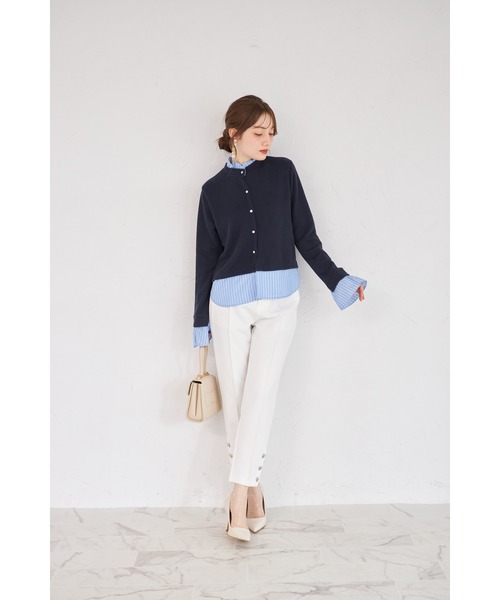 tocco closet(トッコ クローゼット)の「【ZOZO限定】ゴールド釦レイヤードライクニットトップス(ニット/セーター・レディース・グレー/ピンクベージュ/モカ/ネイビー・M)」の16枚目の写真