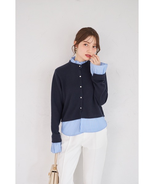 tocco closet(トッコ クローゼット)の「【ZOZO限定】ゴールド釦レイヤードライクニットトップス(ニット/セーター・レディース・グレー/ピンクベージュ/モカ/ネイビー・M)」の18枚目の写真