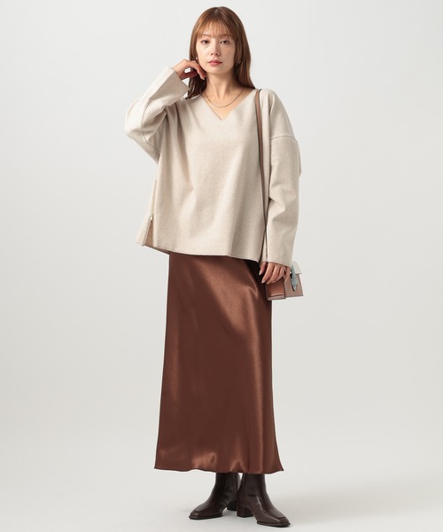 BAYFLOW(ベイフロー)の「ウールライクカットプルオーバー(Tシャツ/カットソー・レディース・アイボリー/ブラウン/ネイビー・FREE)」の7枚目の写真