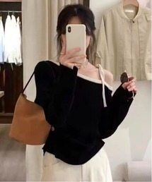 SORUTT（ソルト）の「【 SORUTT / ソルト 】 ワンショルダー ニット リボンプルオーバー #_（ニット/セーター）」