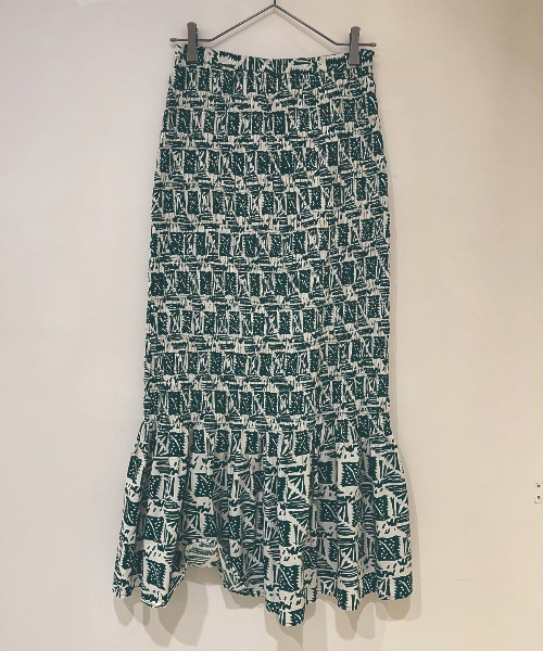 sara mallika（サラ マリカ）の「COTTON POPLIN SHIRRING SKIRT（スカート・レディース・ブラック/グリーン・FREE）」の7枚目の写真