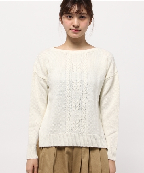 CIAOPANIC TYPY(チャオパニックティピー)の「センターケーブル編みニットプルオーバー(ニット/セーター・レディース・グレー/アイボリー/ボルドー/オリーブ・FREE)」の5枚目の写真