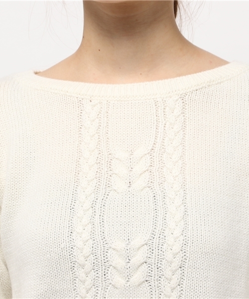 CIAOPANIC TYPY(チャオパニックティピー)の「センターケーブル編みニットプルオーバー(ニット/セーター・レディース・グレー/アイボリー/ボルドー/オリーブ・FREE)」の8枚目の写真