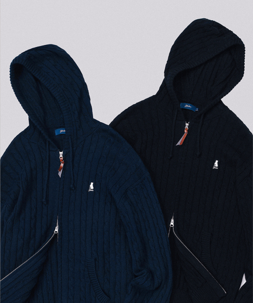 YALE（イェール）の「ウィメンズケーブルニットフードジップアップ_ブラック（ニット/セーター・レディース・その他・LARGE/MEDIUM/SMALL）」の4枚目の写真