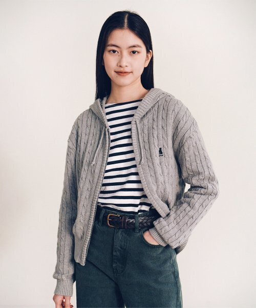 YALE（イェール）の「ウィメンズケーブルニットフードジップアップ_ブラック（ニット/セーター・レディース・その他・LARGE/MEDIUM/SMALL）」の6枚目の写真