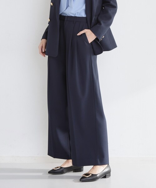 THE SHOP TK （ザ ショップ ティーケー ）の「【通勤・セレモニー】CAVIAN 2タックワイドパンツ/セットアップ可（その他パンツ・レディース・ネイビー/グレー・11/13/12）」の2枚目の写真