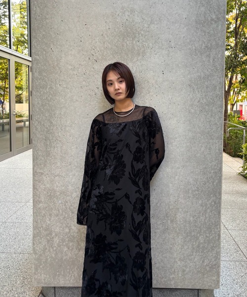 SHEER JACQUARD A LINE DRESS（ドレス）｜Ameri（アメリ）の
