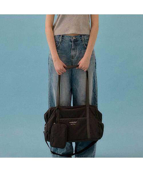 OMNIPOTENT（オムニポテント）の「Love&amp; cat duffel bag + pouch set _4colors（ボストンバッグ・レディース・チャコールグレー/スカイブルー/ブラウン/PINK・FREE）」の2枚目の写真