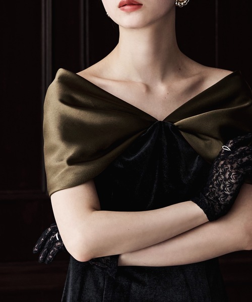 サテンリボンスリーブベロアドレス（ドレス）｜etoll.（エトル）の