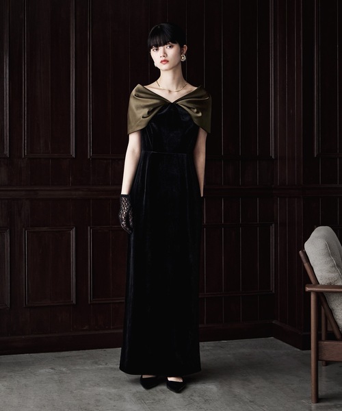 サテンリボンスリーブベロアドレス（ドレス）｜etoll.（エトル）の