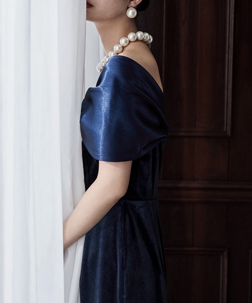 サテンリボンスリーブベロアドレス（ドレス）｜etoll.（エトル）の