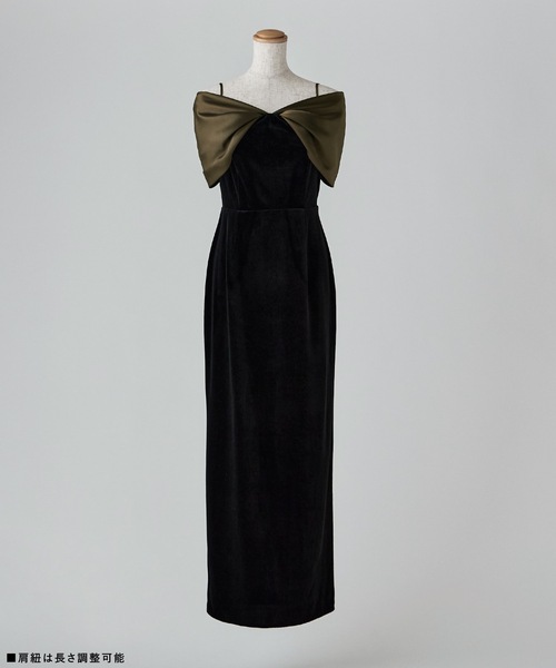 サテンリボンスリーブベロアドレス（ドレス）｜etoll.（エトル）の