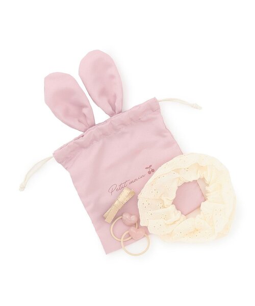 petit main（プティマイン）の「ヘアアクセHAPPY SET（ヘアゴム・キッズ・ライトブルー/ライトピンク・F）」の2枚目の写真