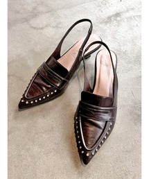 CALNAMUR | バイカラーローファーミュール(サンダル)