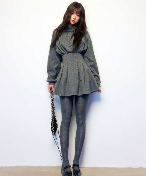 gossip!ロサンゼルス(ゴシップロサンゼルス)の「【Y2Kガーリー】レトロドット柄ワンピース(ミニ丈)(ワンピース・レディース・グレー・M)」の3枚目の写真