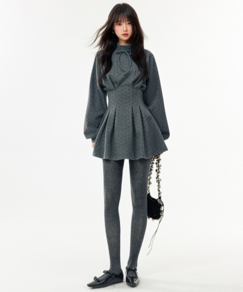 gossip!ロサンゼルス(ゴシップロサンゼルス)の「【Y2Kガーリー】レトロドット柄ワンピース(ミニ丈)(ワンピース・レディース・グレー・M)」の4枚目の写真