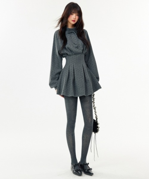 gossip!ロサンゼルス(ゴシップロサンゼルス)の「【Y2Kガーリー】レトロドット柄ワンピース(ミニ丈)(ワンピース・レディース・グレー・M)」の6枚目の写真