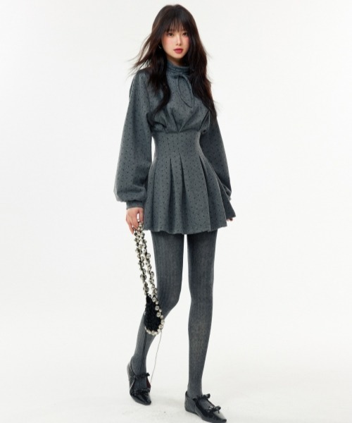 gossip!ロサンゼルス(ゴシップロサンゼルス)の「【Y2Kガーリー】レトロドット柄ワンピース(ミニ丈)(ワンピース・レディース・グレー・M)」の7枚目の写真