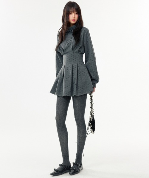gossip!ロサンゼルス(ゴシップロサンゼルス)の「【Y2Kガーリー】レトロドット柄ワンピース(ミニ丈)(ワンピース・レディース・グレー・M)」の9枚目の写真