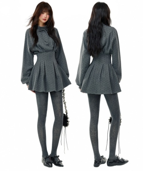 gossip!ロサンゼルス(ゴシップロサンゼルス)の「【Y2Kガーリー】レトロドット柄ワンピース(ミニ丈)(ワンピース・レディース・グレー・M)」の11枚目の写真
