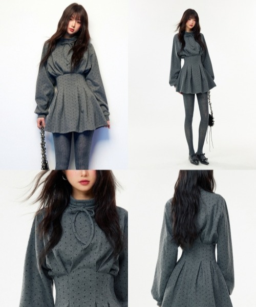 gossip!ロサンゼルス(ゴシップロサンゼルス)の「【Y2Kガーリー】レトロドット柄ワンピース(ミニ丈)(ワンピース・レディース・グレー・M)」の12枚目の写真