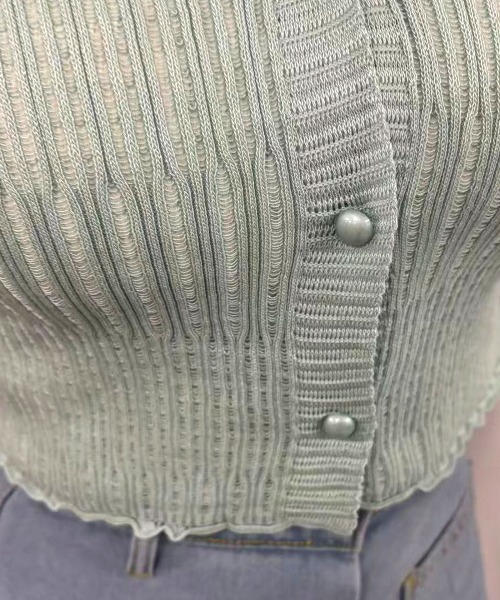 Lots of Love（ロッツオブラブ）の「【2026SS】Vネックショートカーディガン（Tシャツ/カットソー・レディース・ブラック/ブルー/ホワイト・FREE）」の11枚目の写真