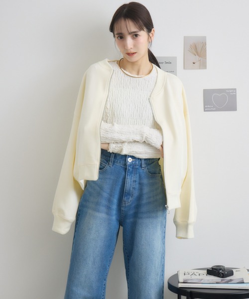 RU.TI.LE（ルチル）の「【RU.TI.LE】ダンボールニットブルゾン（ブルゾン・レディース・ブラック/アイボリー/グレイッシュベージュ・MEDIUM）」の9枚目の写真