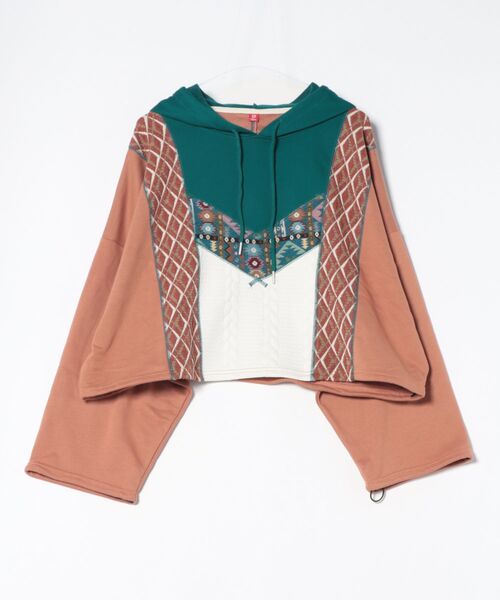 チャイハネ(チャイハネ)の「【チャイハネ】ファランナパッチワークパーカー(パーカー・レディース・ホワイト/ブラウン/ブラック・FREE)」の3枚目の写真