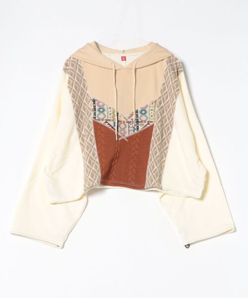 チャイハネ(チャイハネ)の「【チャイハネ】ファランナパッチワークパーカー(パーカー・レディース・ホワイト/ブラウン/ブラック・FREE)」の1枚目の写真