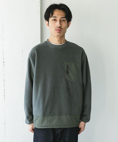 セール】ナイロン ドッキング フリースプルオーバー（Tシャツ