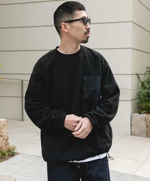 URBAN RESEARCH DOORS(アーバンリサーチドアーズ)の「ナイロン ドッキング フリースプルオーバー(Tシャツ/カットソー・メンズ・ブラック/チャコールグレー・LARGE/MEDIUM)」の4枚目の写真