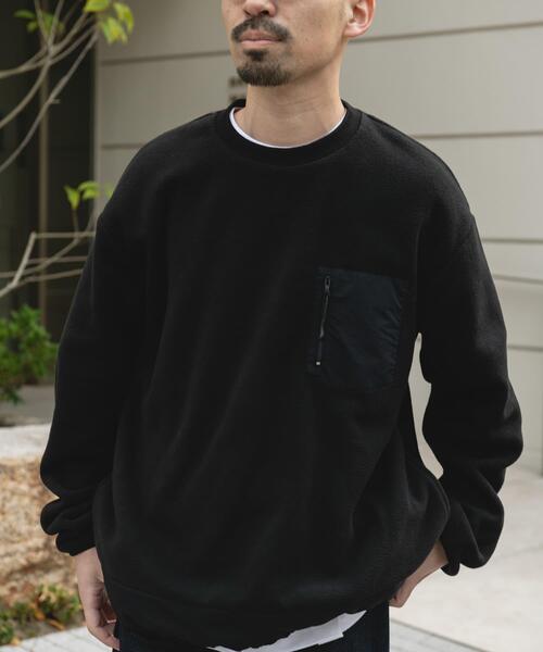 URBAN RESEARCH DOORS(アーバンリサーチドアーズ)の「ナイロン ドッキング フリースプルオーバー(Tシャツ/カットソー・メンズ・ブラック/チャコールグレー・LARGE/MEDIUM)」の6枚目の写真