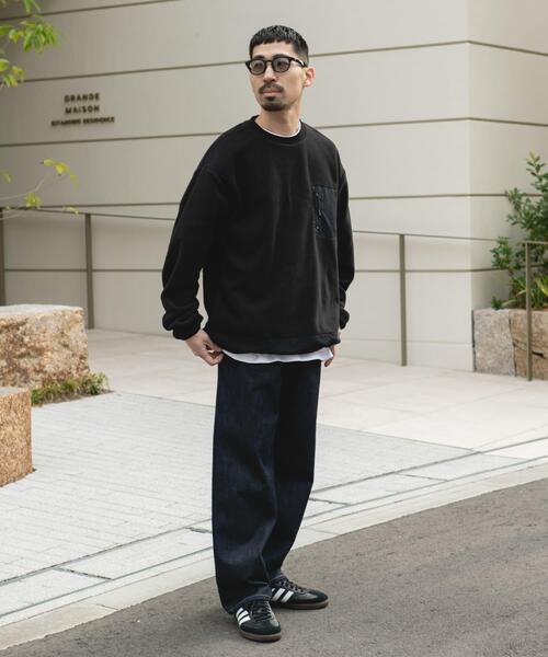URBAN RESEARCH DOORS(アーバンリサーチドアーズ)の「ナイロン ドッキング フリースプルオーバー(Tシャツ/カットソー・メンズ・ブラック/チャコールグレー・LARGE/MEDIUM)」の8枚目の写真