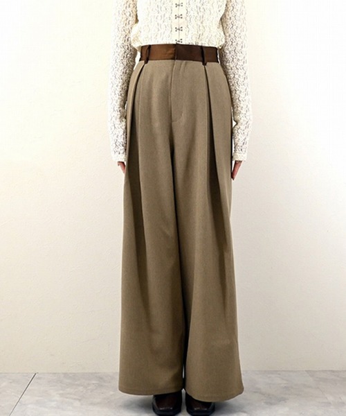 STYLEBLOCK（スタイルブロック）の「ポーラヴィンテージサテンベルトタックパンツ（その他パンツ・レディース・ベージュ/チャコールグレー/ブラック・M）」の3枚目の写真