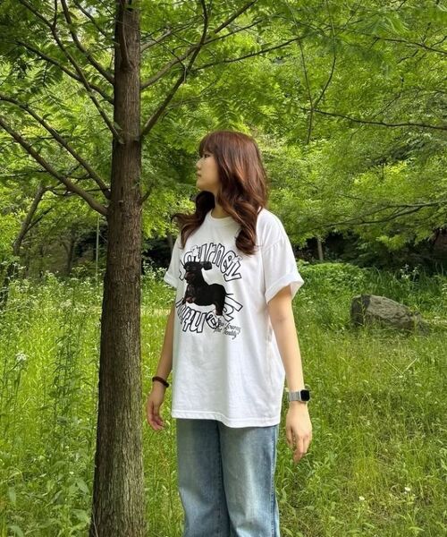 OUNDERR（オアンダーアール）の「MASK PUPPY TEE オーバーサイズ 半袖Tシャツ [ネイビー]（Tシャツ/カットソー・レディース・その他・MEDIUM/LARGE/X-LARGE/XX-LARGE）」の3枚目の写真