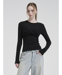 Ribbon Twisted T-Shirt, Black