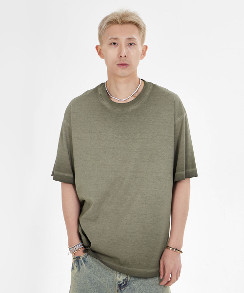MAKEITTO(メイキット)の「ピグメントウォッシングオーバーサイズクルーネック半袖Tシャツ_カーキ(Tシャツ/カットソー・メンズ・その他・M/L/XL/XXL)」の1枚目の写真