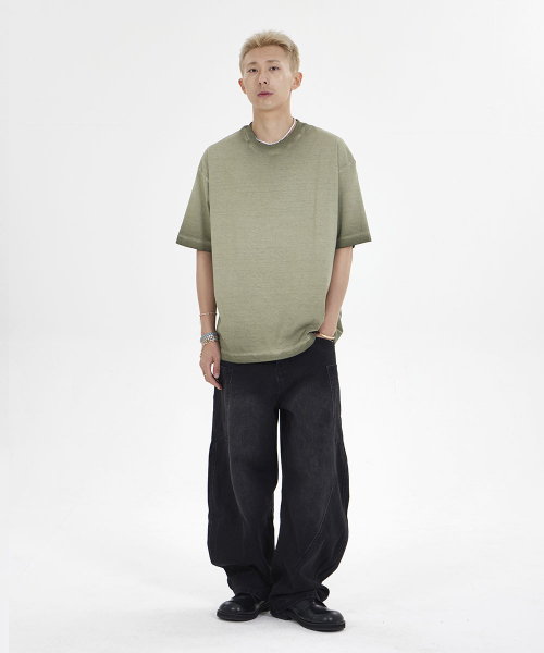 MAKEITTO(メイキット)の「ピグメントウォッシングオーバーサイズクルーネック半袖Tシャツ_カーキ(Tシャツ/カットソー・メンズ・その他・M/L/XL/XXL)」の4枚目の写真