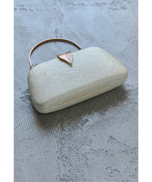 リーフプレートハンドバッグ ベロア ラメ パーティーバッグ ミニ