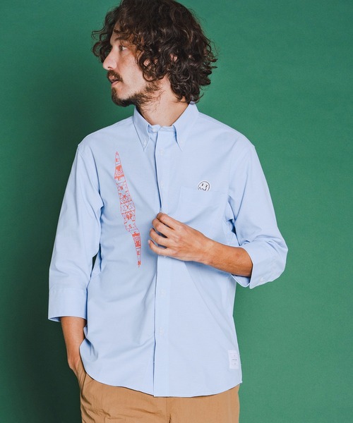 seventy seven(セブンティセブン)の「ms6373-OX button-down half-S shirt (26S) シャツ(7726S300)(シャツ/ブラウス・メンズ・ホワイト/ブラック/ブルー・XL/L/M/S)」の3枚目の写真